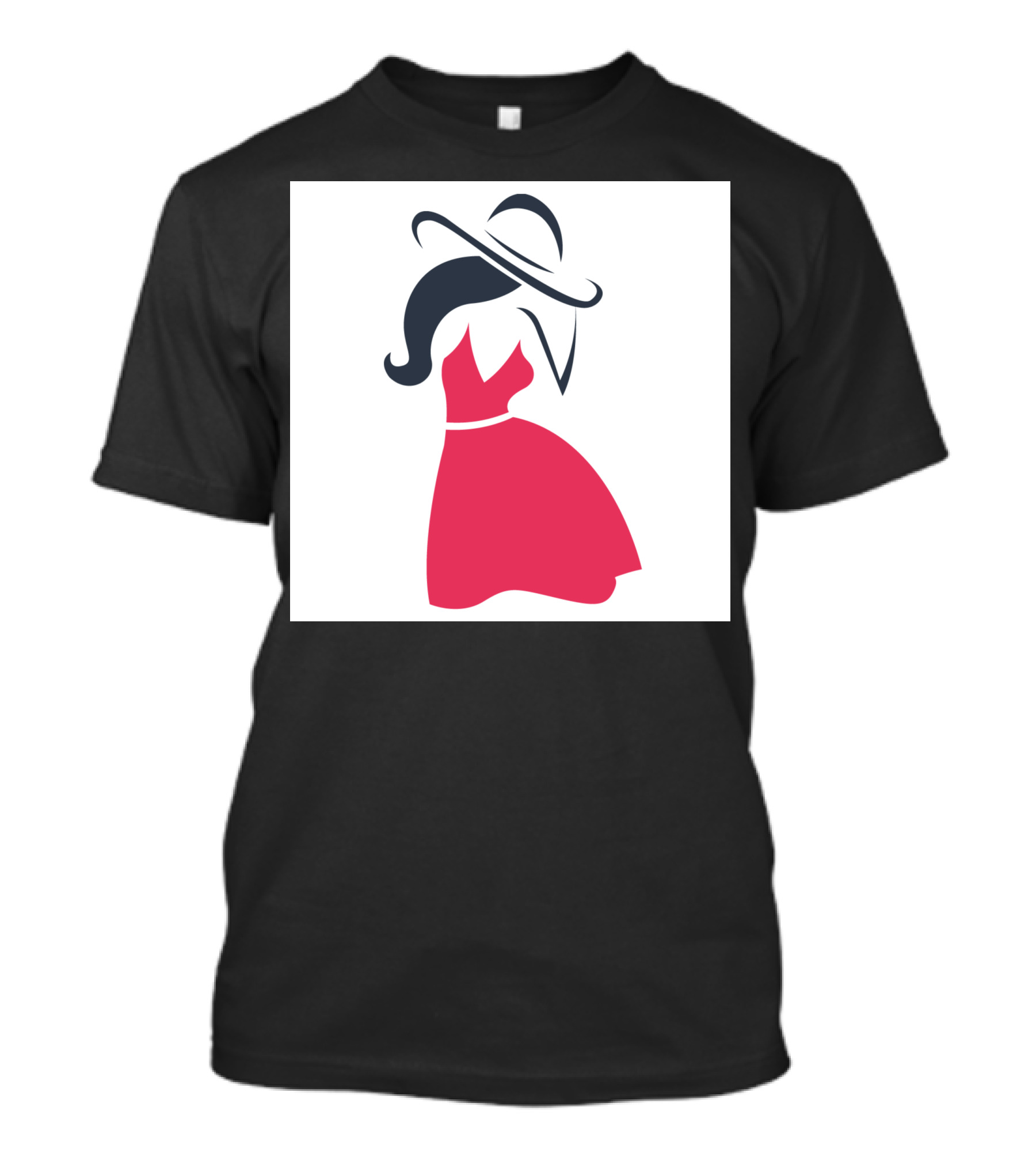 Girl With A Hat In Stylish Red Dress T-Shirt