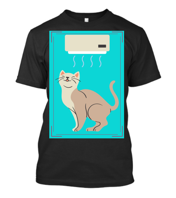 A Cat Enjoying Cool Airflow From Air Conditioner T-Shirt