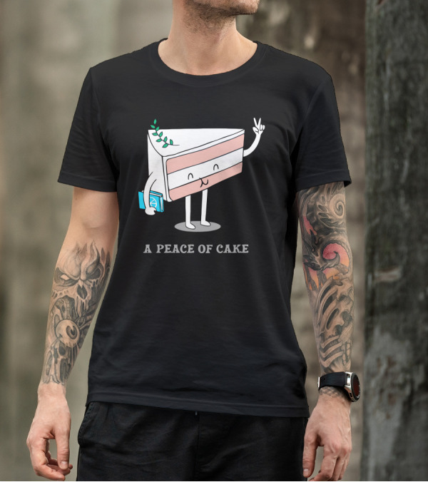 A Peace Of Cake Slice Holding Book And Peace Sign T-Shirt