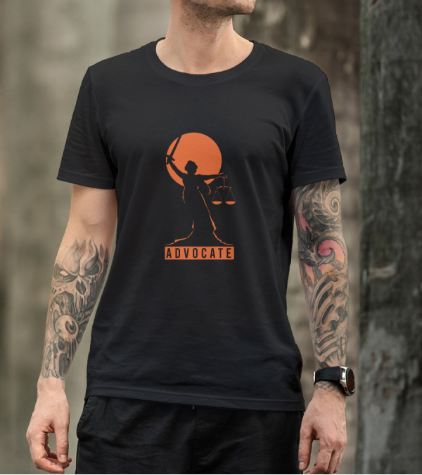 Advocate Justice Lady Justice Silhouette With Scales And Sword T-Shirt