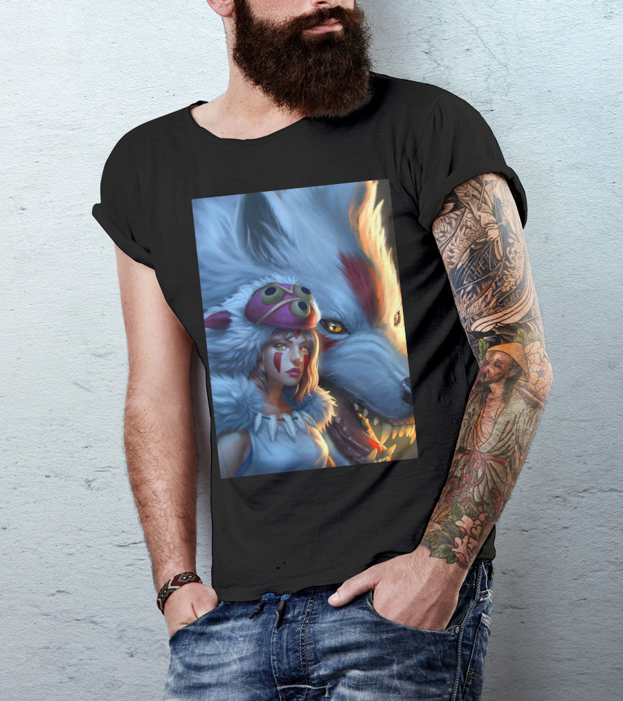 Beauty Plus Beast Princess Mononoke Wolf Companion T-Shirt