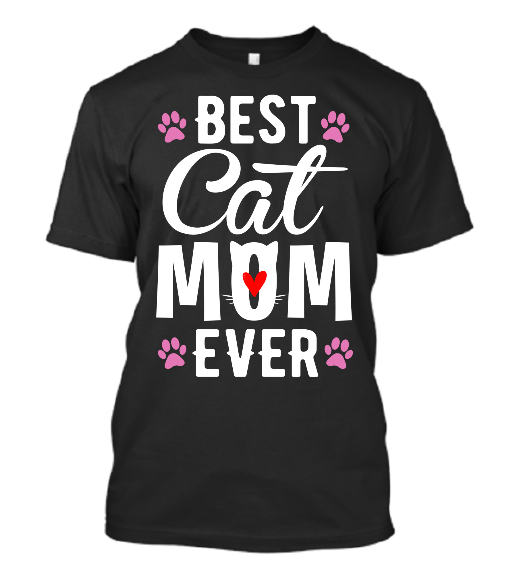 Best Cat Mom Ever Pink Paws Heart T-Shirt