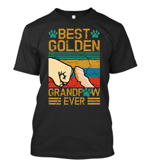 Best Golden Grandpaw Ever Fist Bump Paw Prints T-Shirt