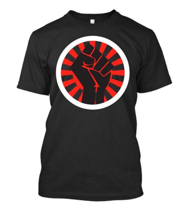 Black Power Fist Raised In Bold Red And Black Circular T-Shirt