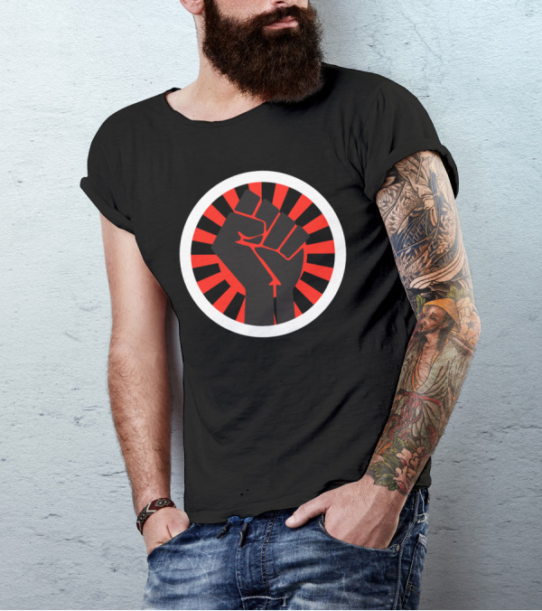 Black Power Fist Raised In Bold Red And Black Circular T-Shirt