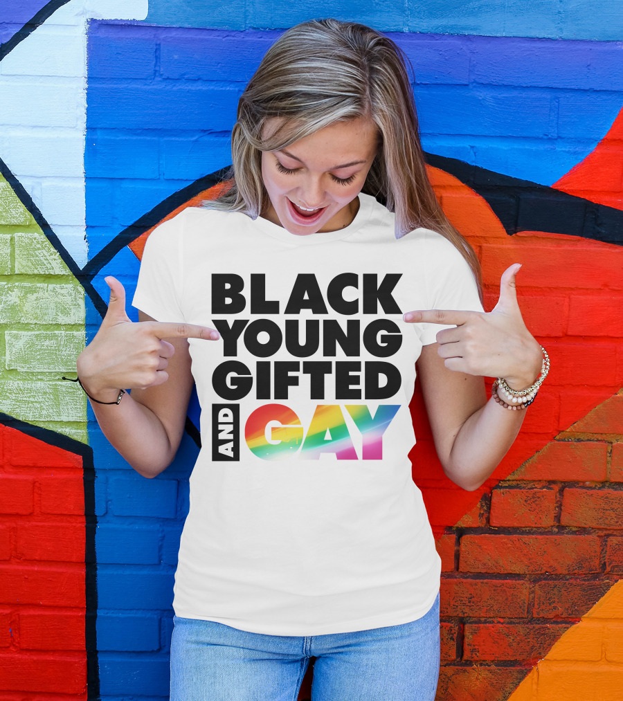 BLACK YOUNG GIFTED AND GAY RAINBOW T-Shirt