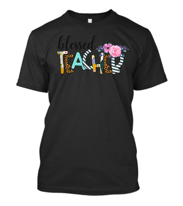 Blessed Teacher Floral And Patterned Typography With Flowers T-Shirt