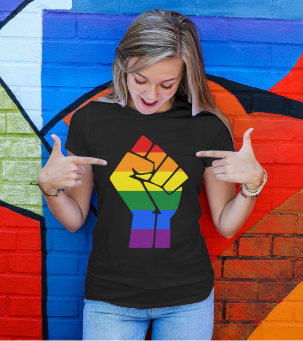 Blm Fist Rainbow Pride Flag T-Shirt