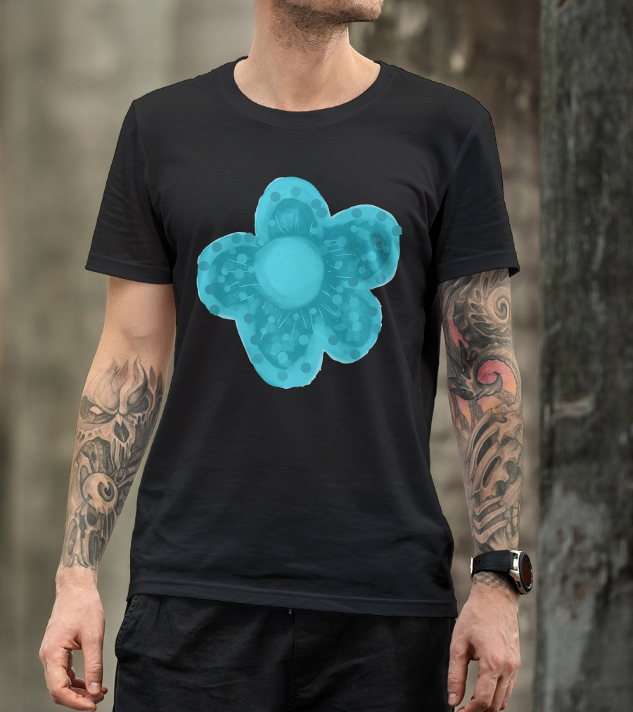 Blue Blossom By Marceliana Floral Pattern In Turquoise T-Shirt