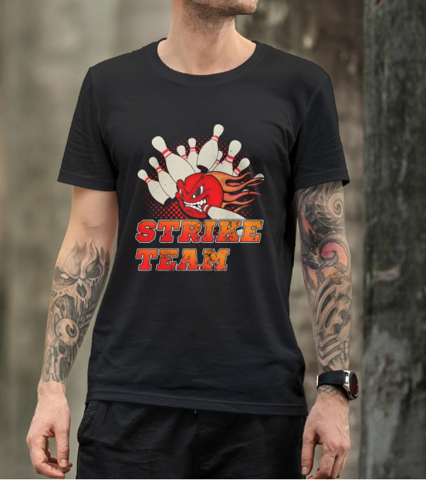 Bowling Strike Team Flame Ball T-Shirt