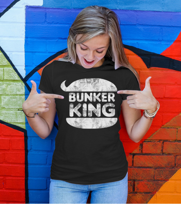 Bunker King White Funny Parody Burger T-Shirt