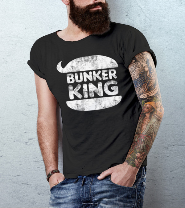 Bunker King White Funny Parody Burger T-Shirt