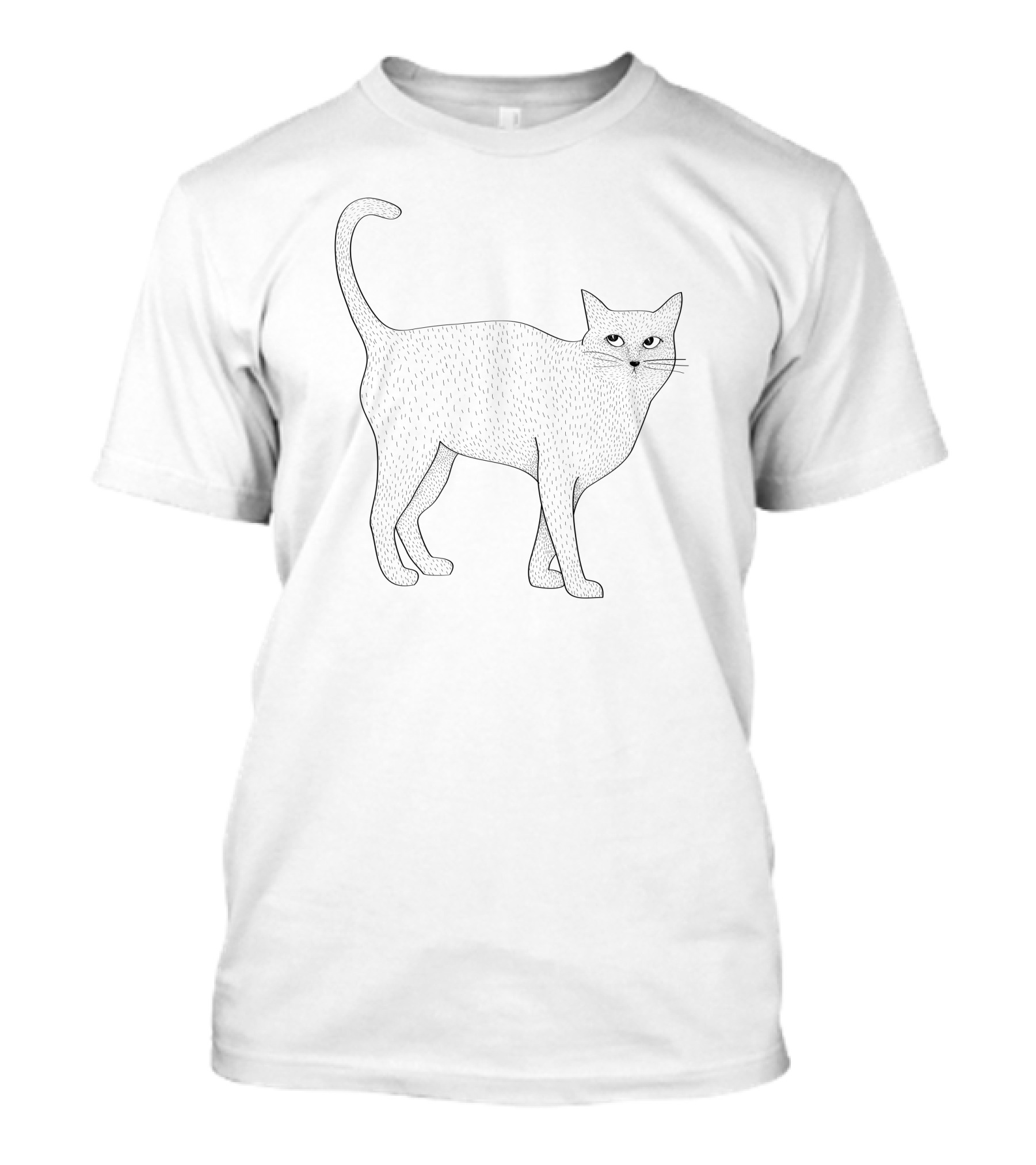 Cat In Lines Black T-Shirt