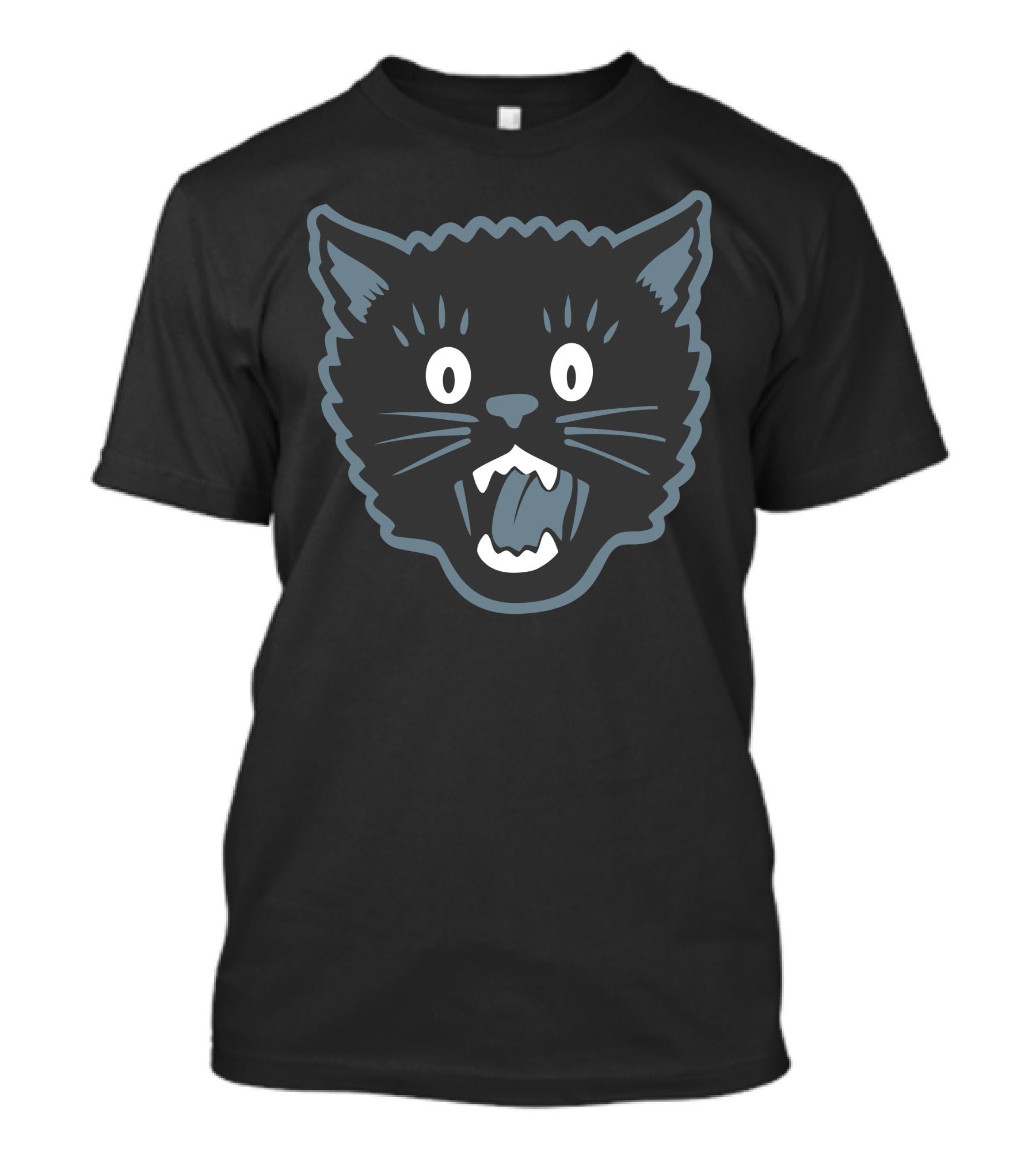 Cathead Black Funny Animal Scary Expression Iconic T-Shirt