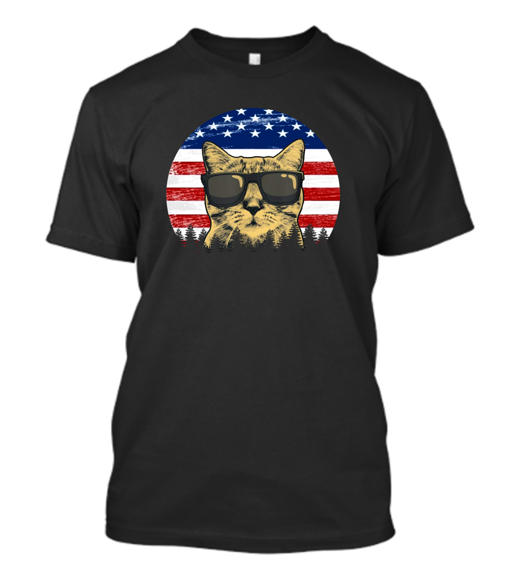 Cats American Flag Sunglasses Patriotic 4th Of July T-Shirt