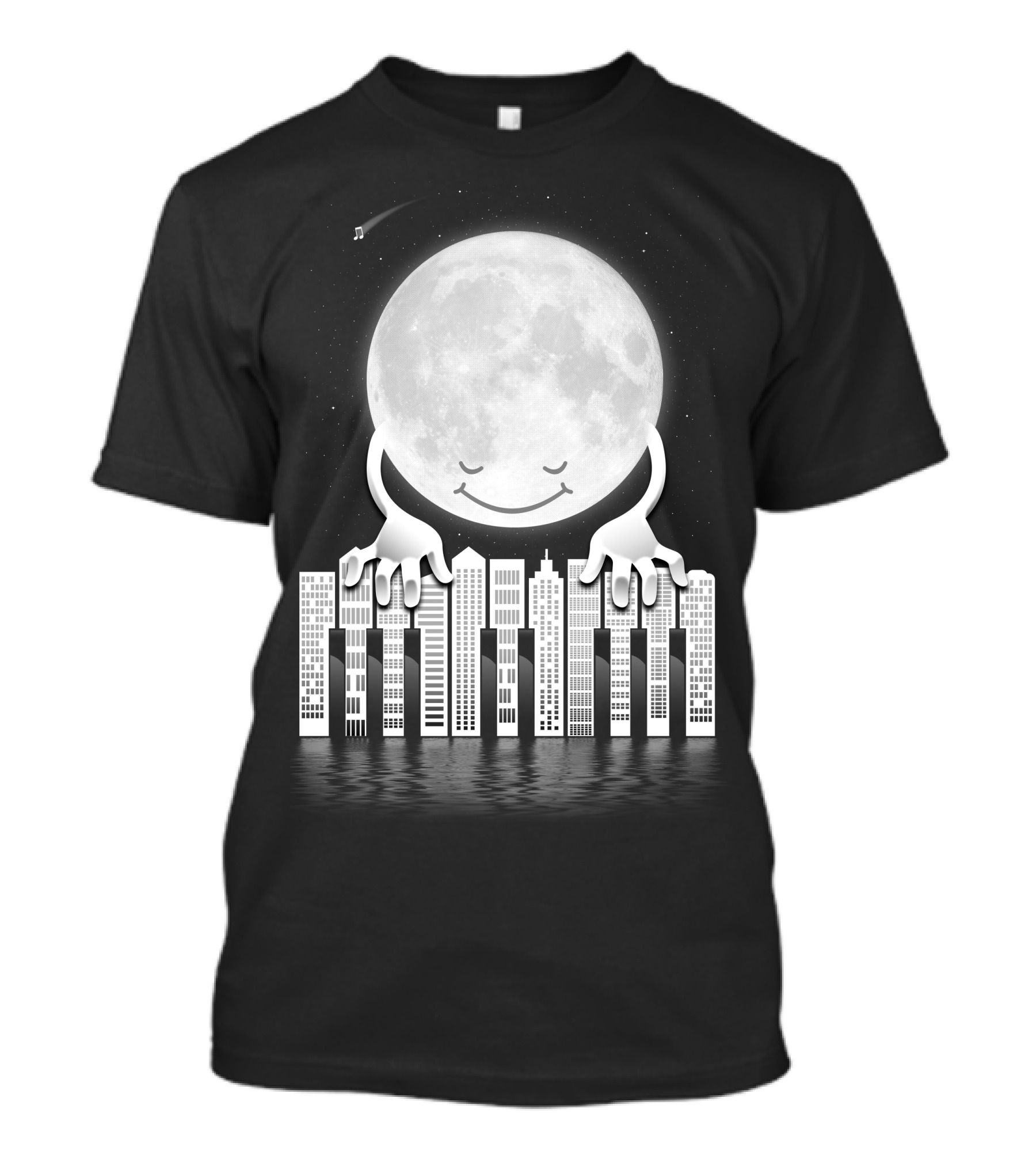 City Tunes Moon Embrace Skyline Harmony T-Shirt