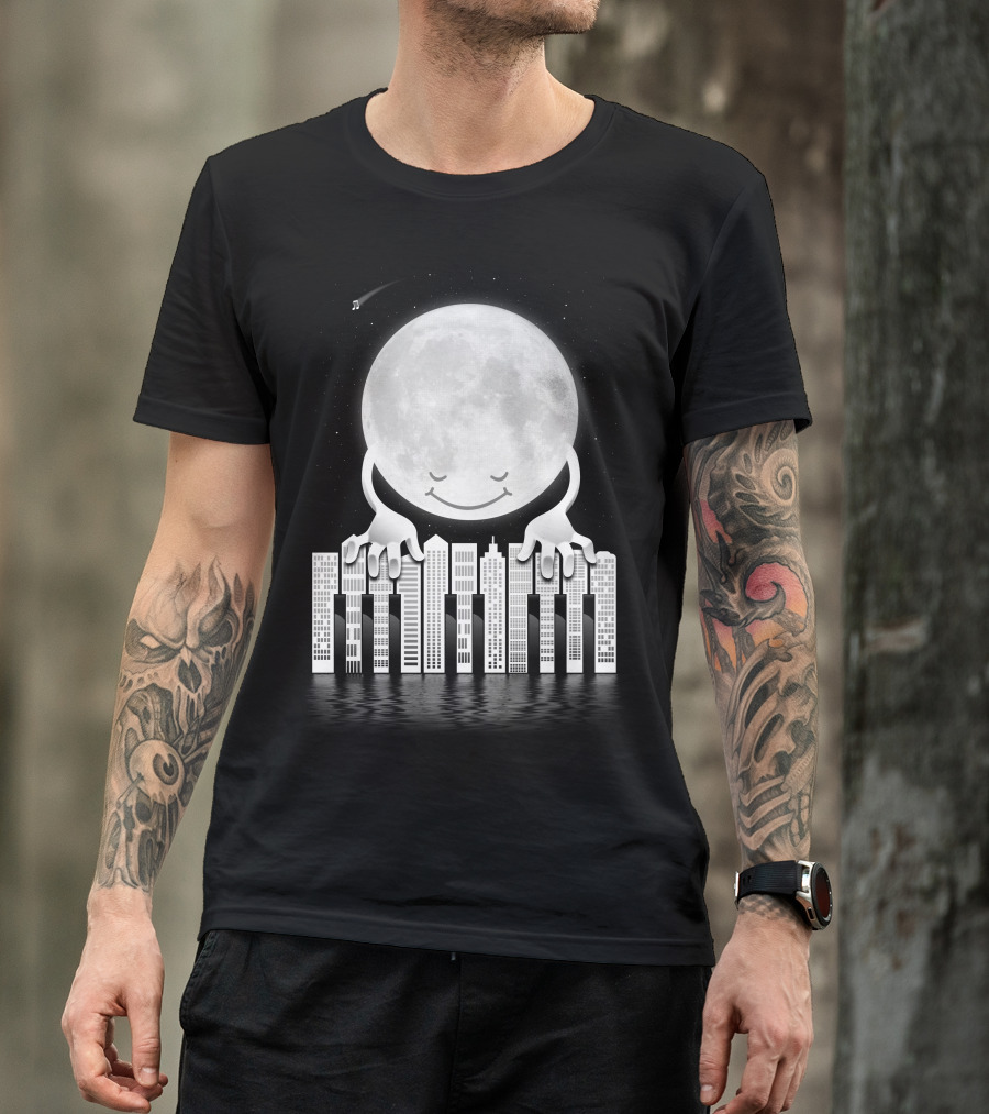 City Tunes Moon Embrace Skyline Harmony T-Shirt