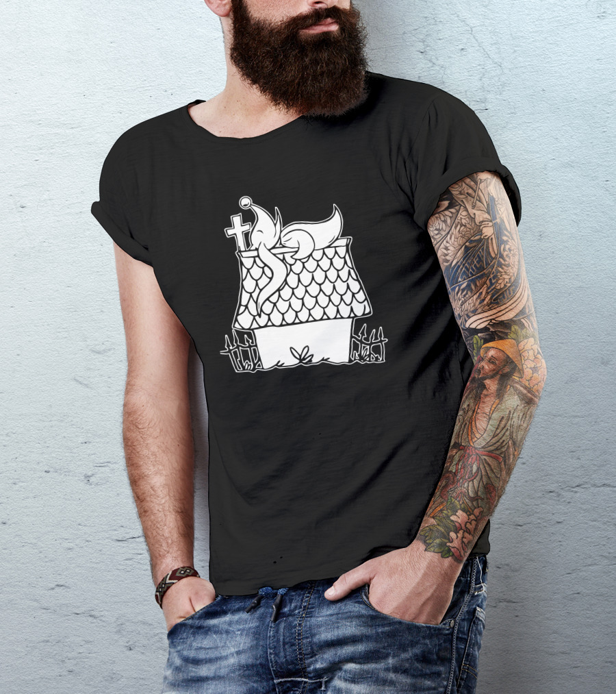 Dead Dog Haunted House Cross Roof Tail Fencing T-Shirt
