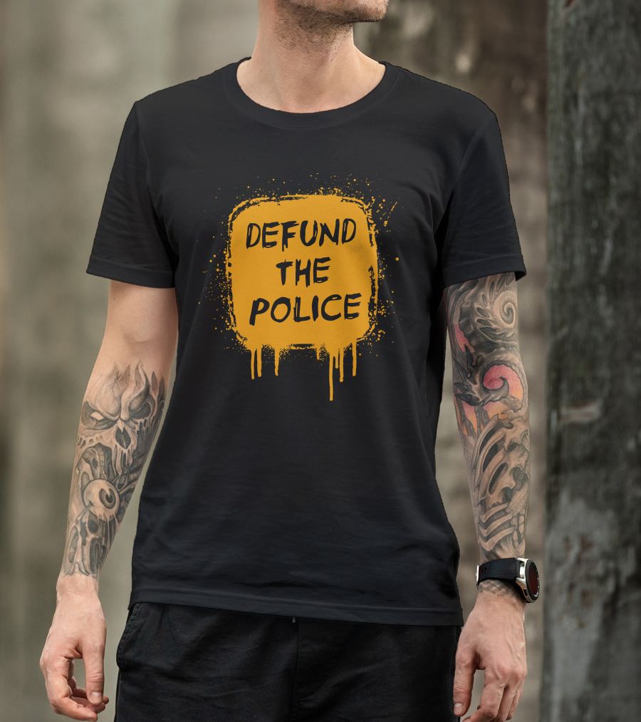 Defund The Police Bold Yellow Paint Drip T-Shirt