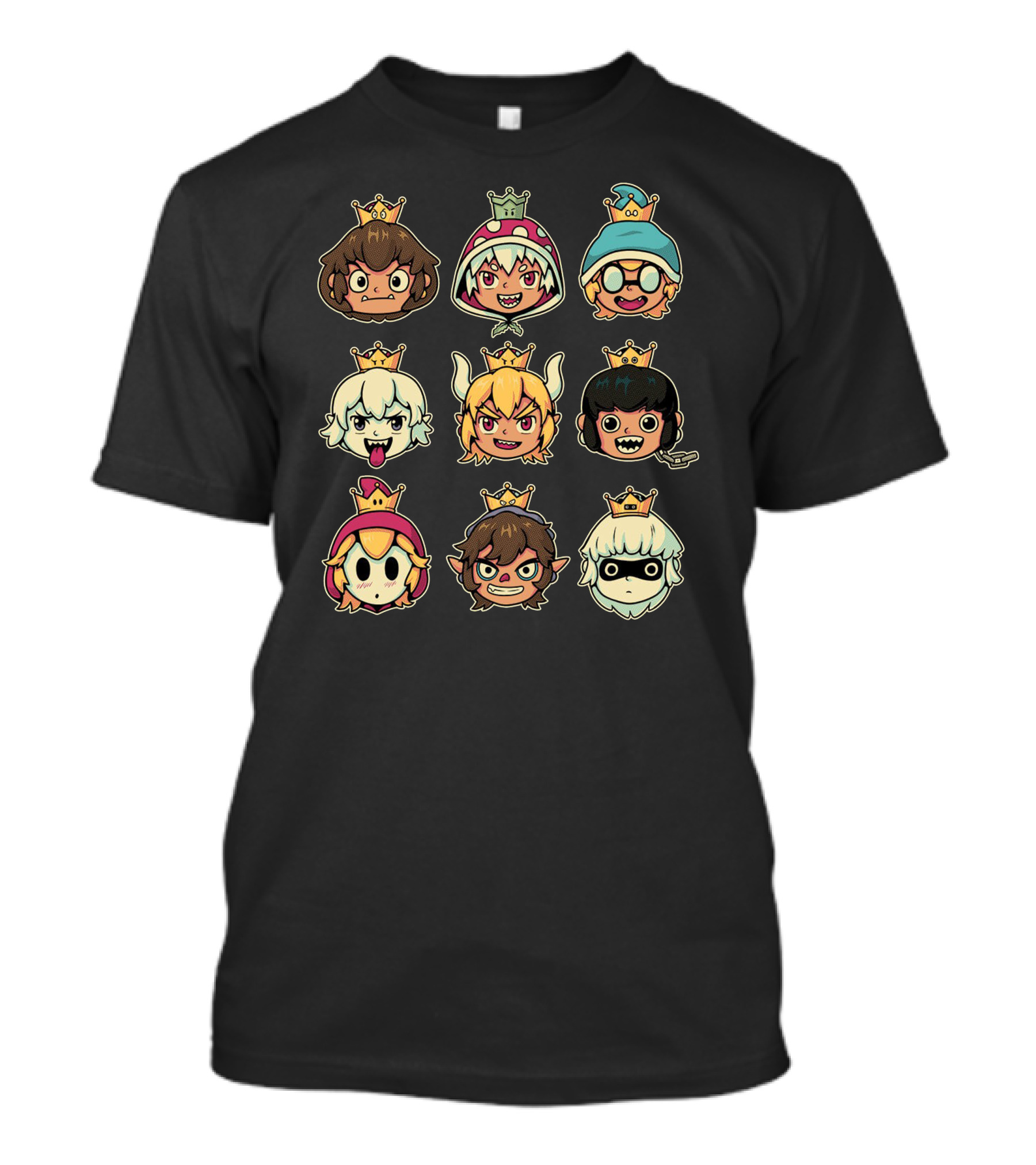 Evil Waifus Crowned Cartoon Characters With Distinctive Expressions T-Shirt