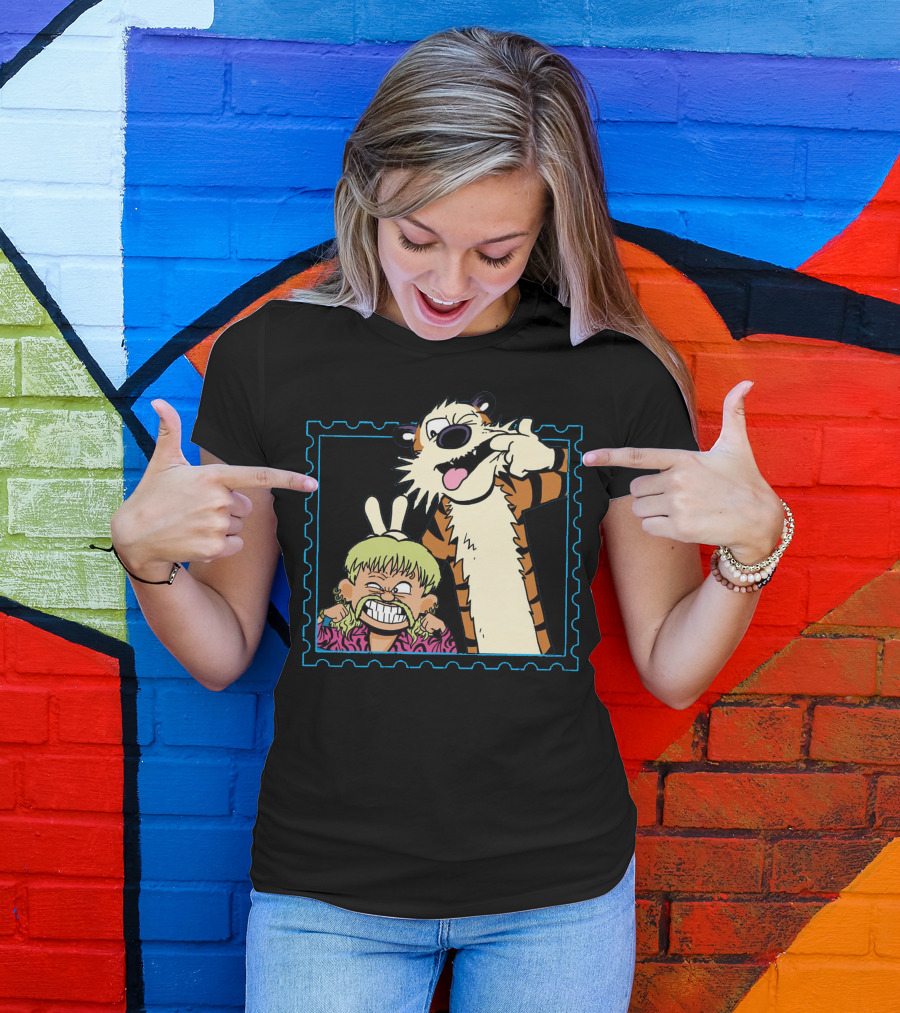 Exotic Joe And Tiger Comic Style Mischief And Fun T-Shirt