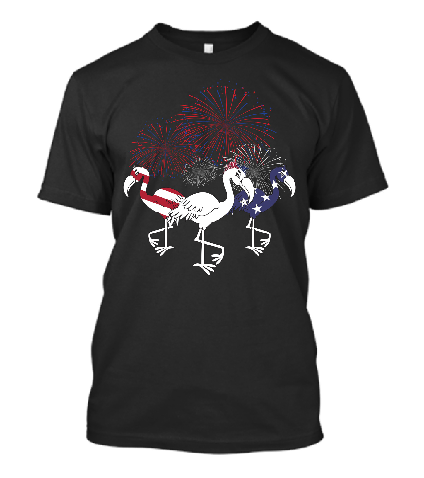 Flamingo American Flag Firework 4th Of July Patriotic T-Shirt