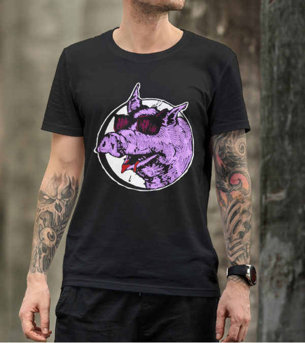 Purple Sunglasses Pig With Drool T-Shirt