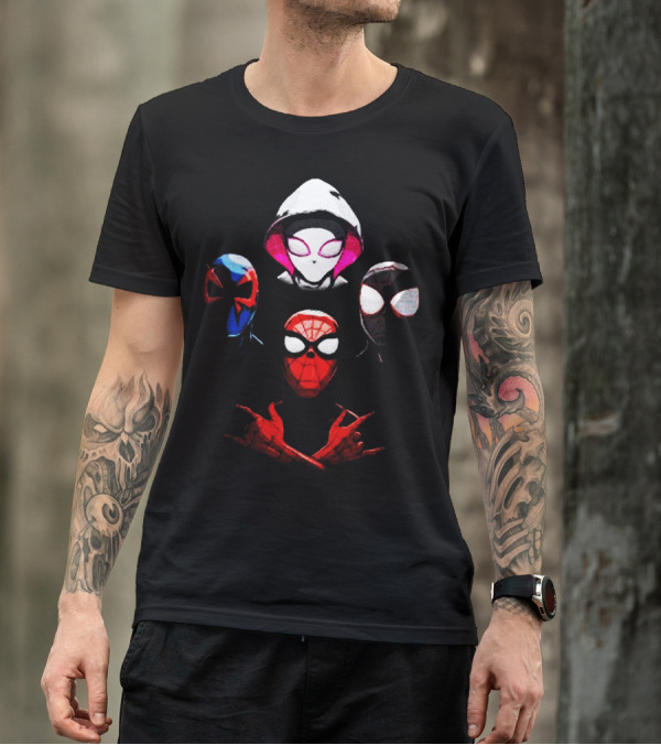 Funny Heroes Rhapsody Spider Iconic Masks Faces T-Shirt