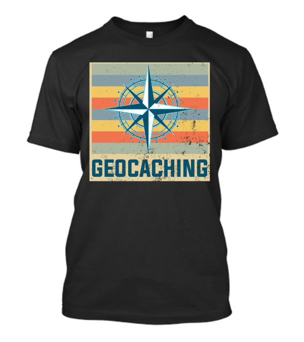 Geocaching Compass Adventure Focus Vintage Stripes T-Shirt