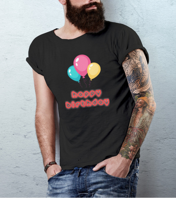 Happy Birthday Balloons Colorful T-Shirt
