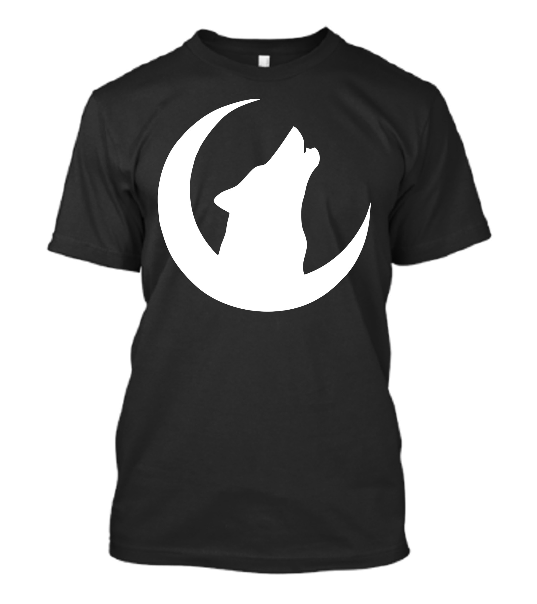 Howling Wolf Silhouette In Crescent Moon T-Shirt