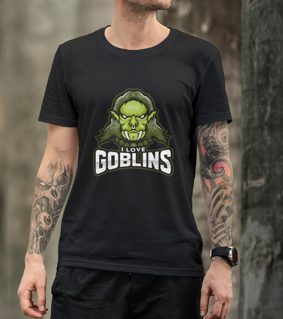 I Love Goblins Green Monster Face T-Shirt