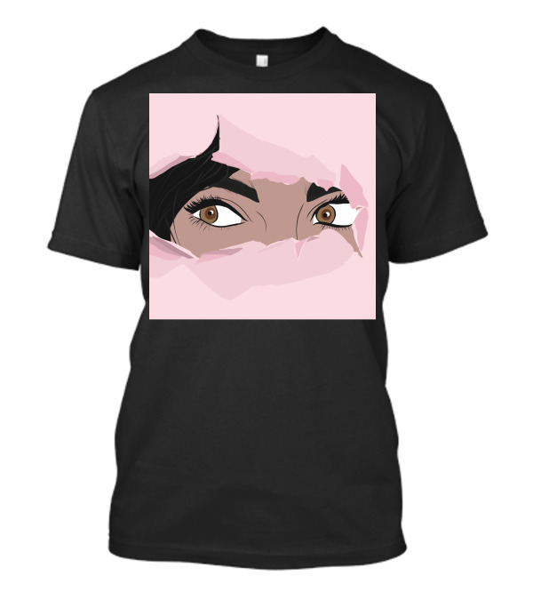 Jasmine Eye Expression Through Pink Torn Paper T-Shirt
