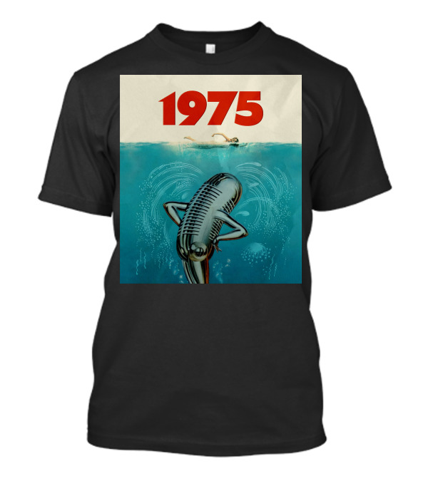 1975 Jawsville Parody Swim Microphone Ocean T-Shirt