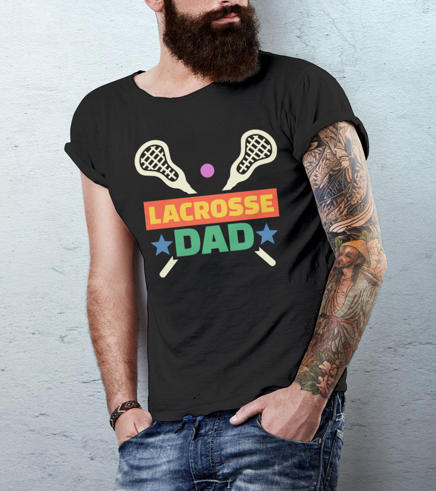 Lacrosse Dad Crossed Sticks And Stars T-Shirt