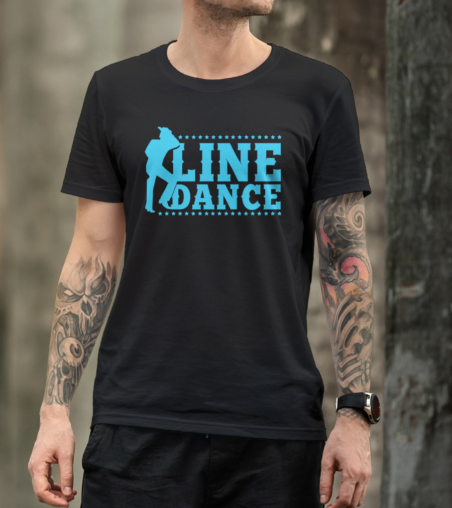 Line Dance Country Western Silhouette With Stars T-Shirt