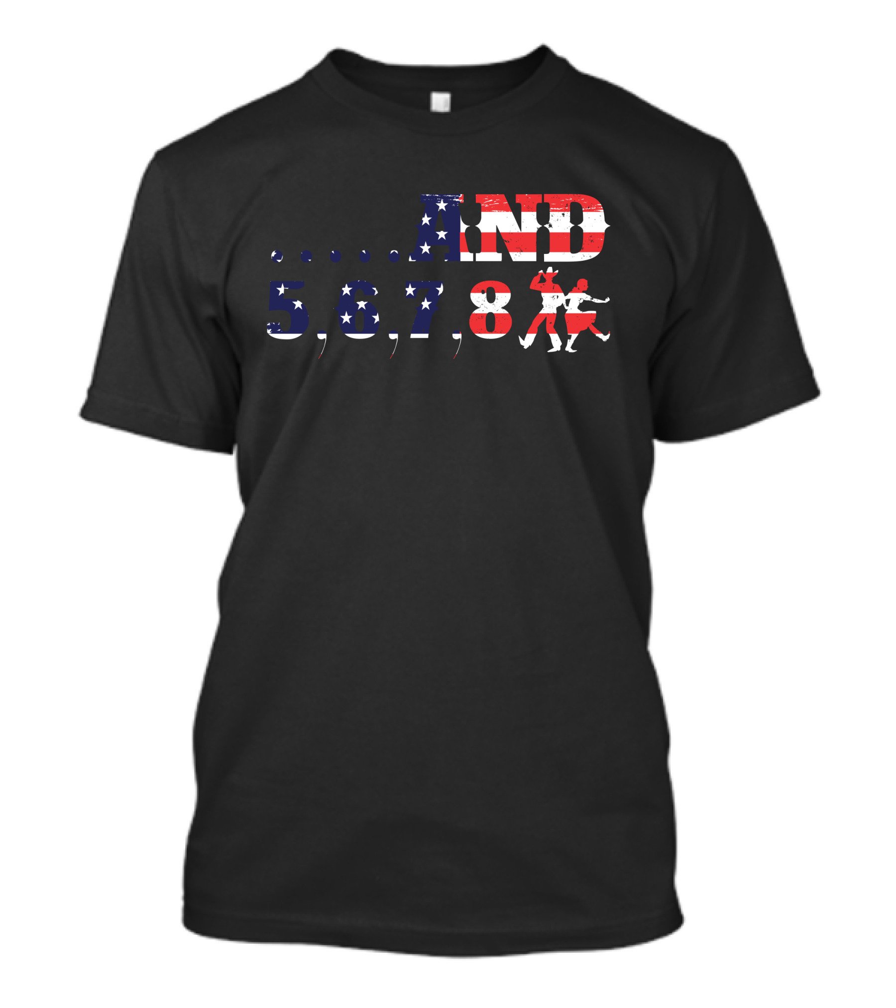 Linedance Cowboy USA And 5 6 7 8 American Flag T-Shirt