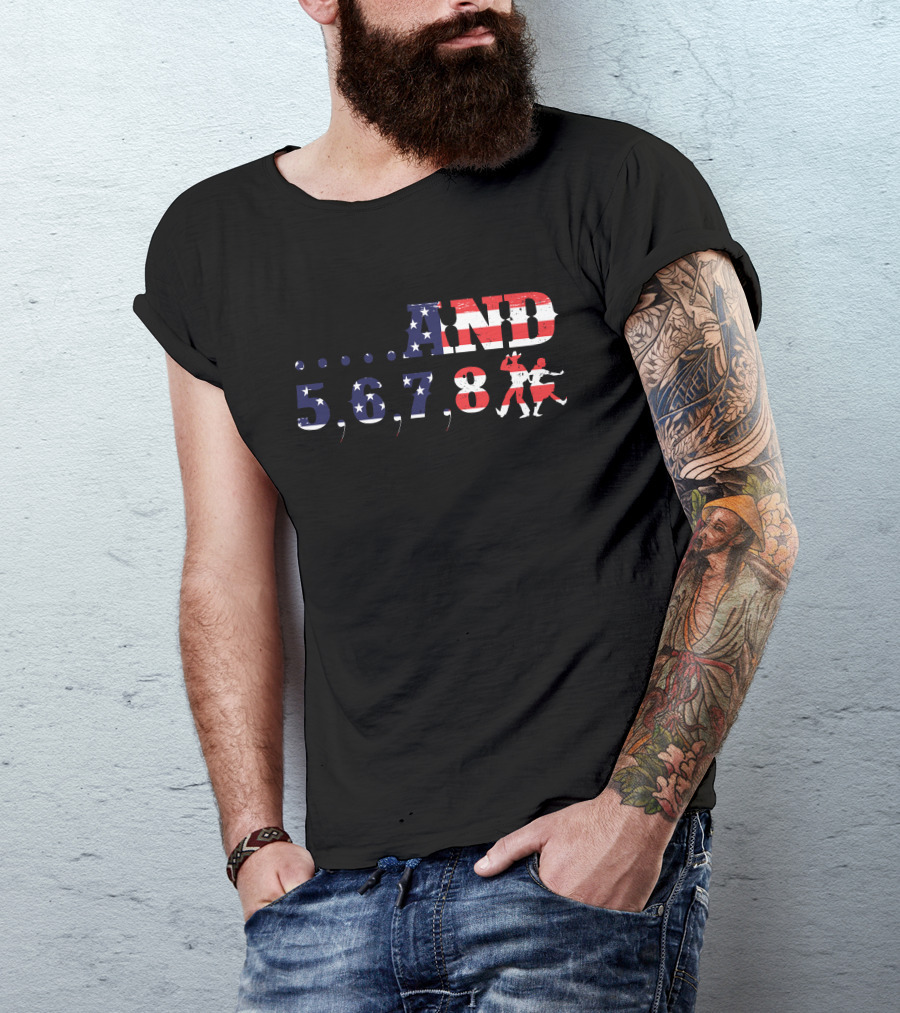 Linedance Cowboy USA And 5 6 7 8 American Flag T-Shirt