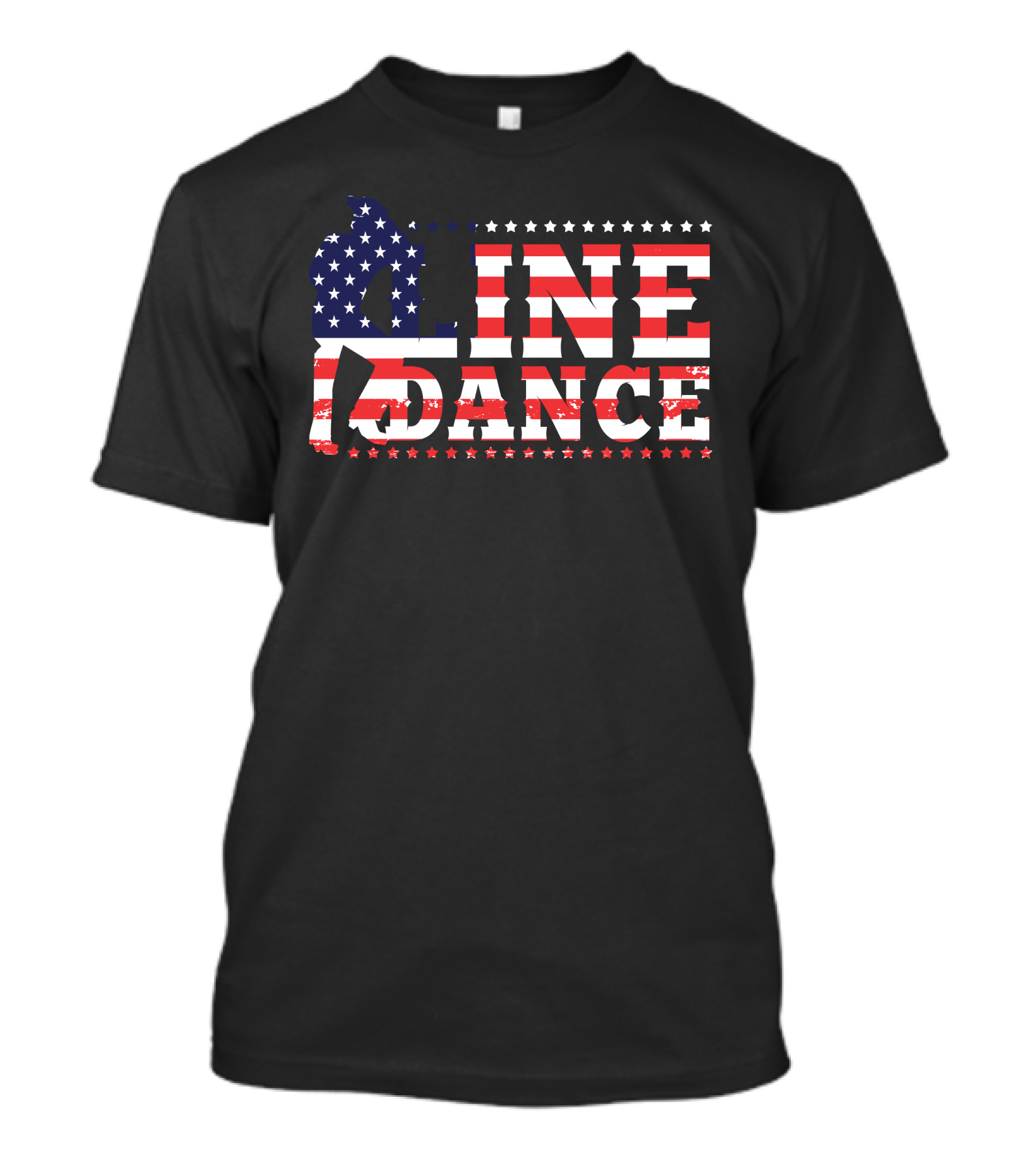 LINE DANCE USA Flag Stars And Stripes Cowboy T-Shirt