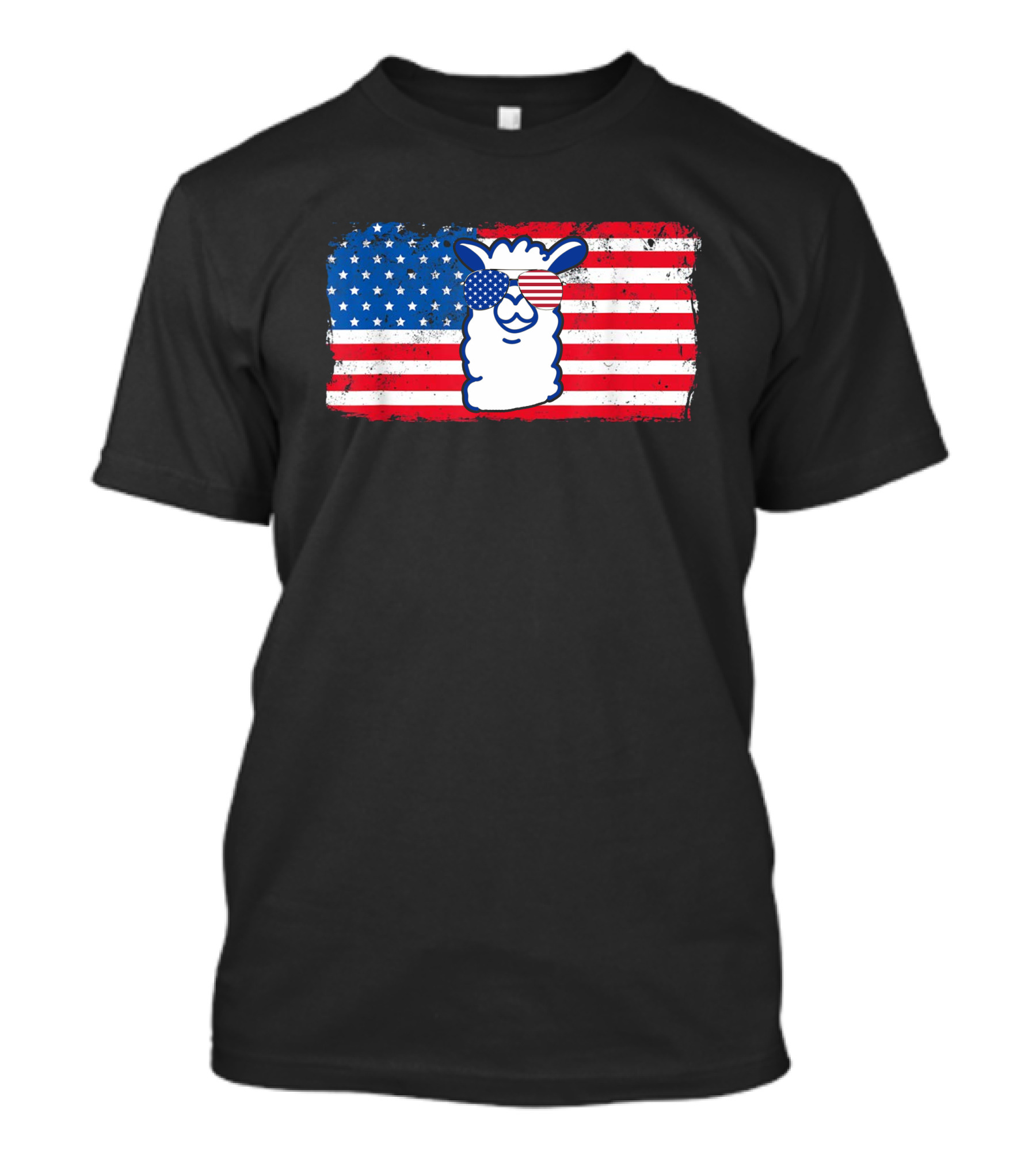 Llama American Flag Sunglasses Patriotic T-Shirt