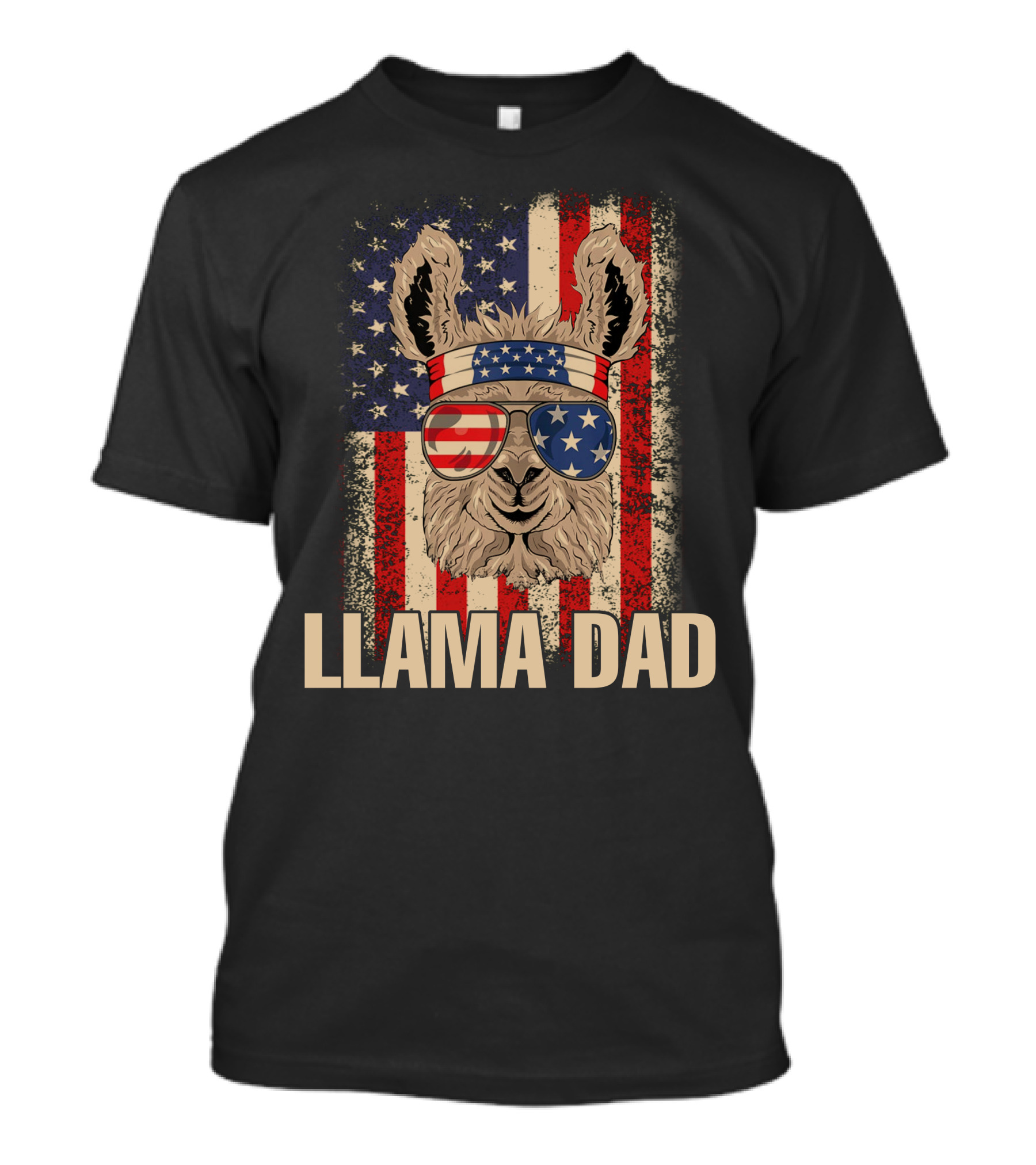 Llama Dad American Flag Patriotic 4th Of July T-Shirt