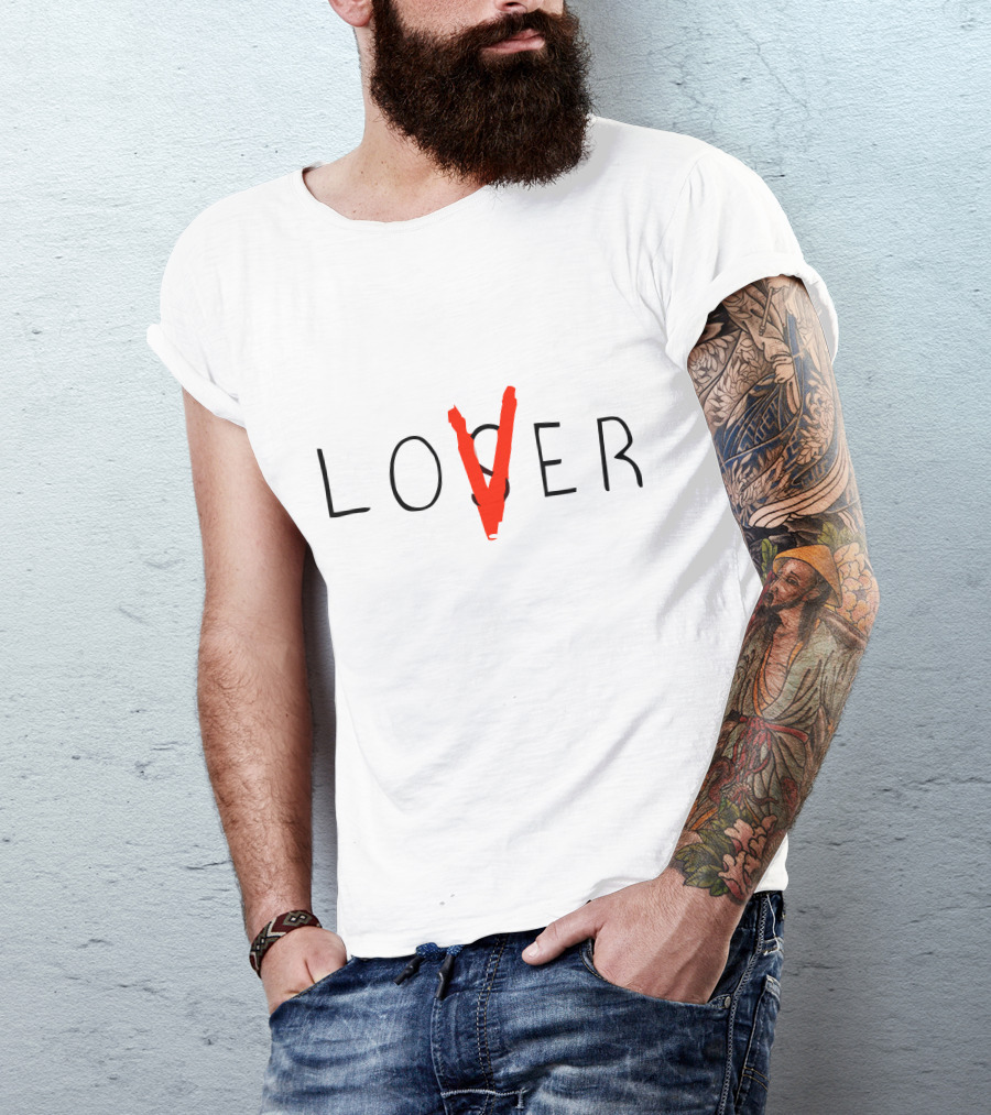 Lover Not Loser V In Red T-Shirt
