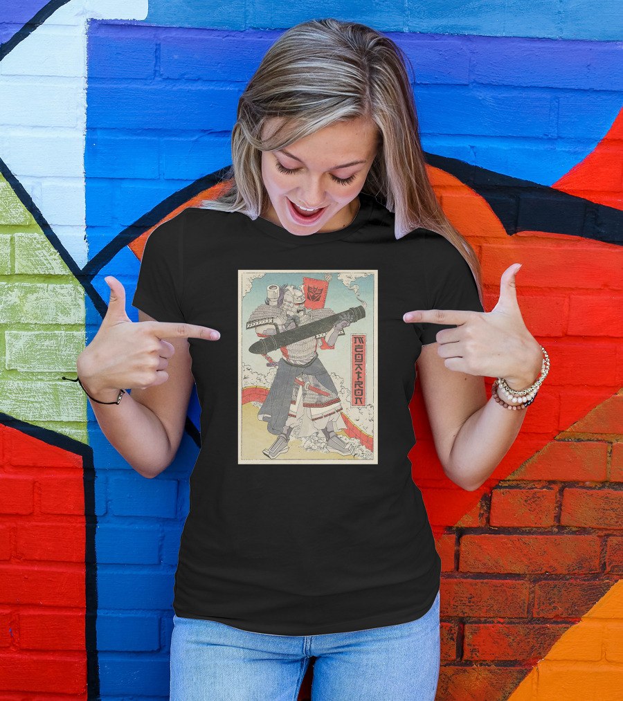 Megatron Samurai Ukiyo-e Decepticon Flag Japan Style Vintage Print T-Shirt