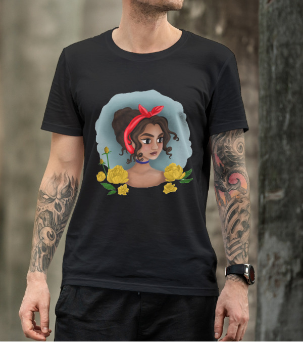 Miss Florida Yellow Flowers Red Bandana Brunette T-Shirt
