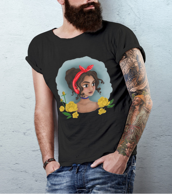 Miss Florida Yellow Flowers Red Bandana Brunette T-Shirt