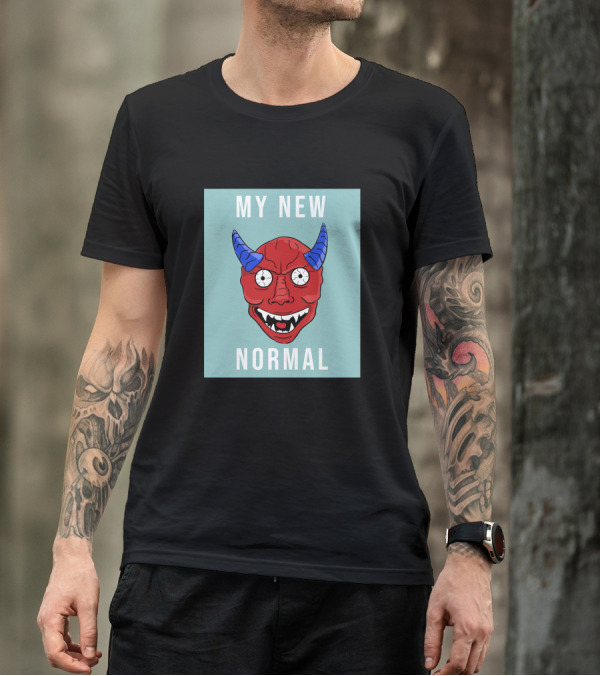 My New Normal Red Devil Face With Blue Horns T-Shirt