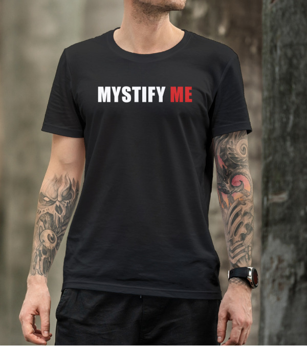MYSTIFY ME White Text Bold Red Contrast T-Shirt