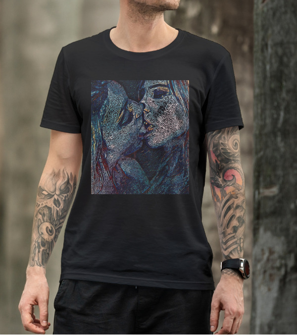 Neon Kiss Abstract Lovers T-Shirt