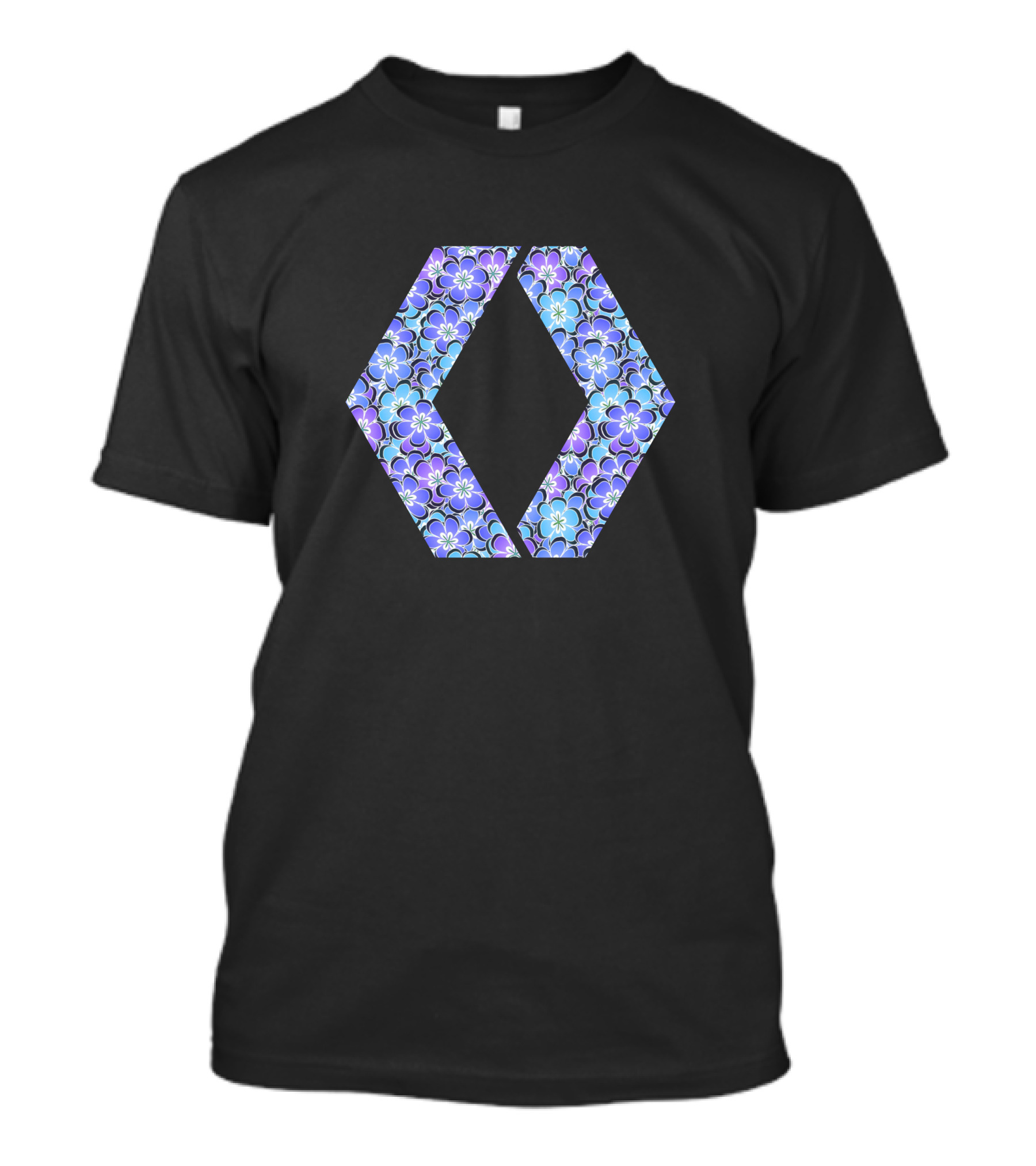 Not Equal Blue Purple Floral Hexagon T-Shirt