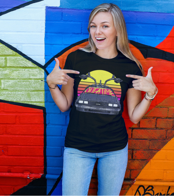 Outatime 80s DeLorean Sunset Vintage Style Retro Car T-Shirt
